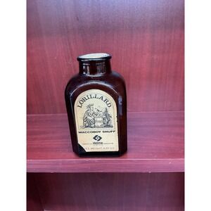 Lorillard Maccoboy Snuff Amber Glass Bottle Cork Top Vintage Collectible
